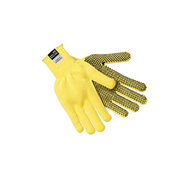 Safety Cut Pro&reg; Cut Resistant Work Gloves - Yellow with Black PVC Dots on One Side - L - Q12